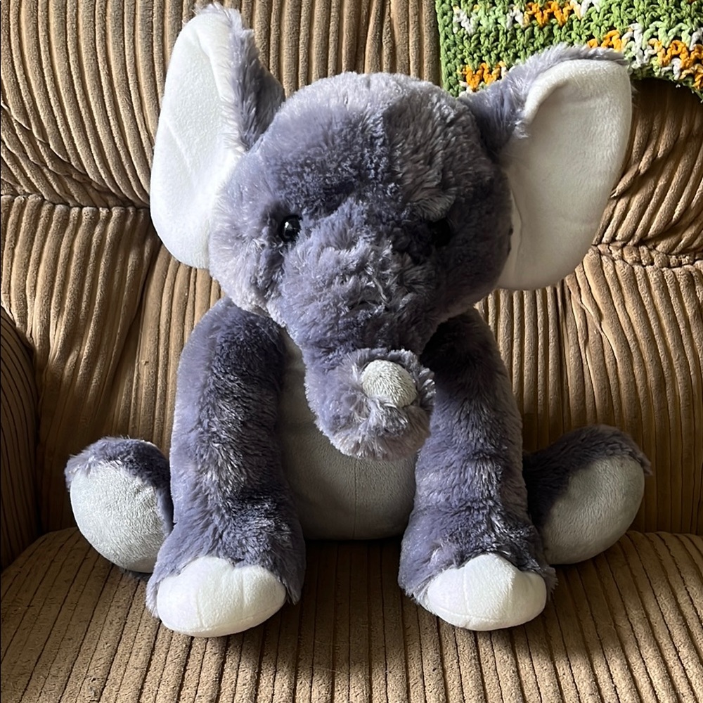 Fiesta Gray and White Stuffed Elephant Toy